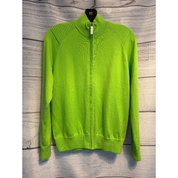 Polo Golf Ralph Lauren Neon Green Full-Zip Sweater Size M - Picture 1 of 3